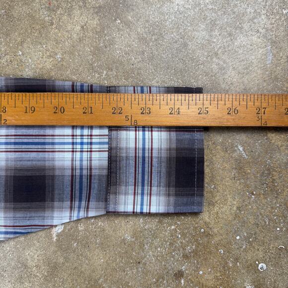 Ely Cattleman Plaid Western Pearl Snap Shirt Men’s Large Brown Cream Blue Red - Picture 11 of 11